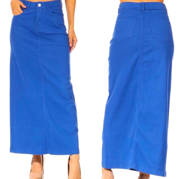 Modest Denim Maxi Skirt With Pockets - Picture 5 of 5